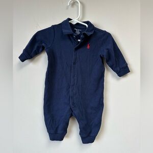 Ralph Lauren Navy One-Piece with Red Pony Embroidery
